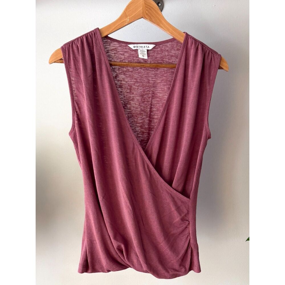 Athleta Breezy Wrap Tank V Neck Mauve Pink Womens XS